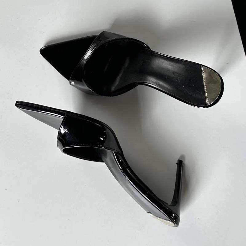 Fashion Eilyken 2025 New Summer Shallow Pointed Toe Thin High Heels Women Slippers Wedding Sandals Fashion Mule Slides Shoes