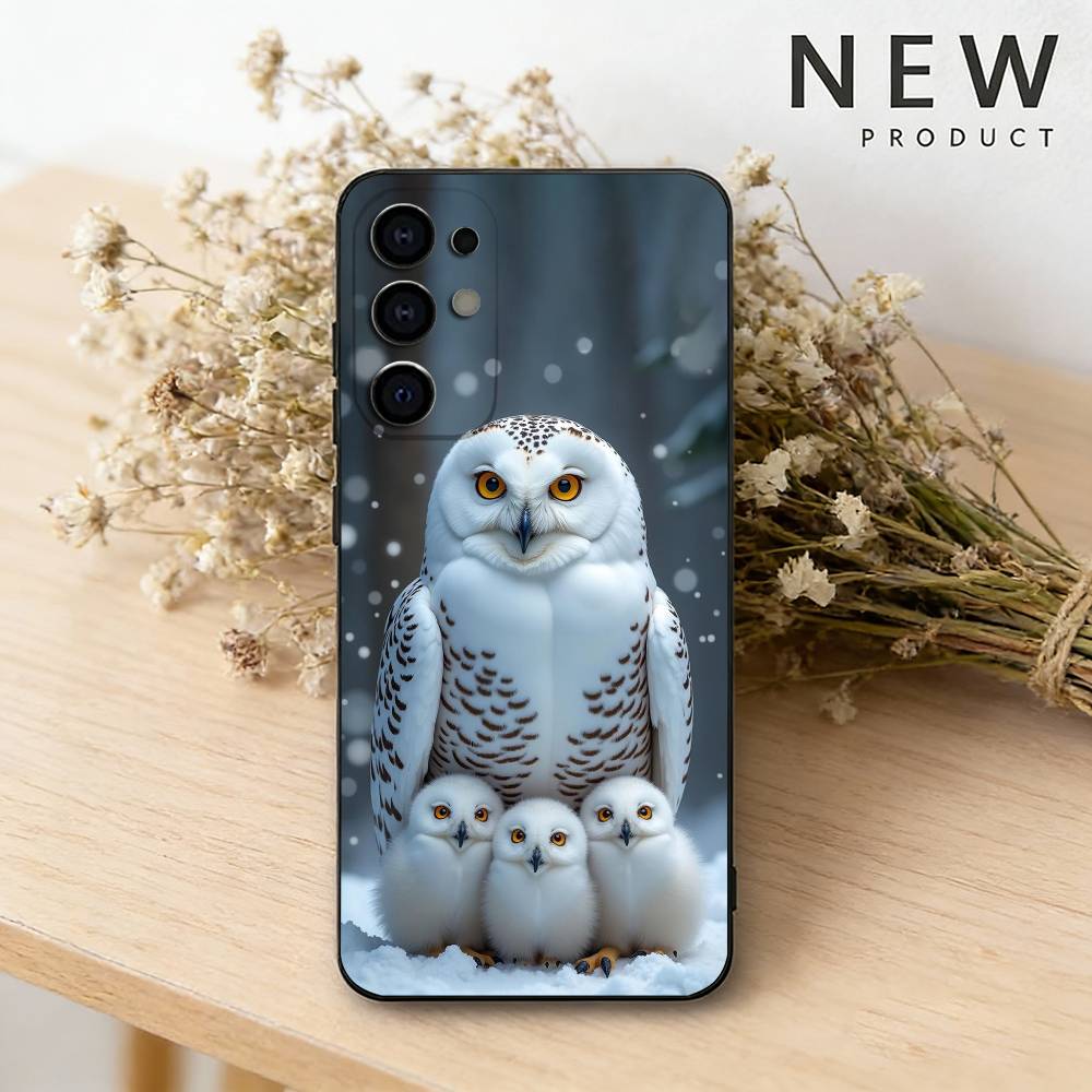 Cute Owl  phone Case For Samsung S26,25,24,21,22,23,30,20,Ultra,Plus,Fe,Lite Black Soft Cover