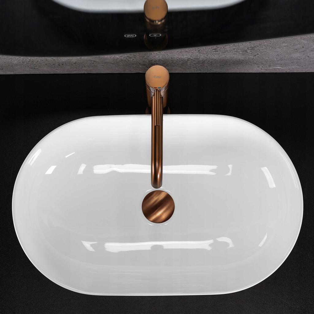 Rea Amelia White Oval Countertop Washbasin 52