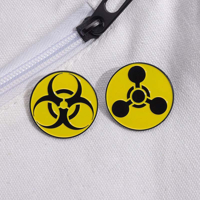 Contemporary Badge Metal Geometric Nuclear Radiation Brooch For Fashionforward Individuals