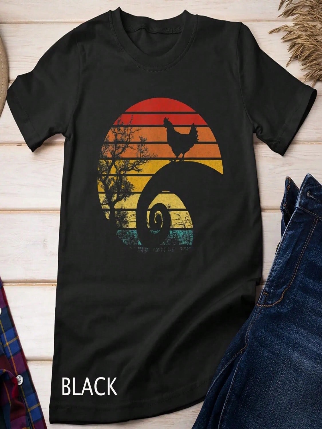 Chicken Vintage Retro 60s 70s Lover T Shirt S разноцветный