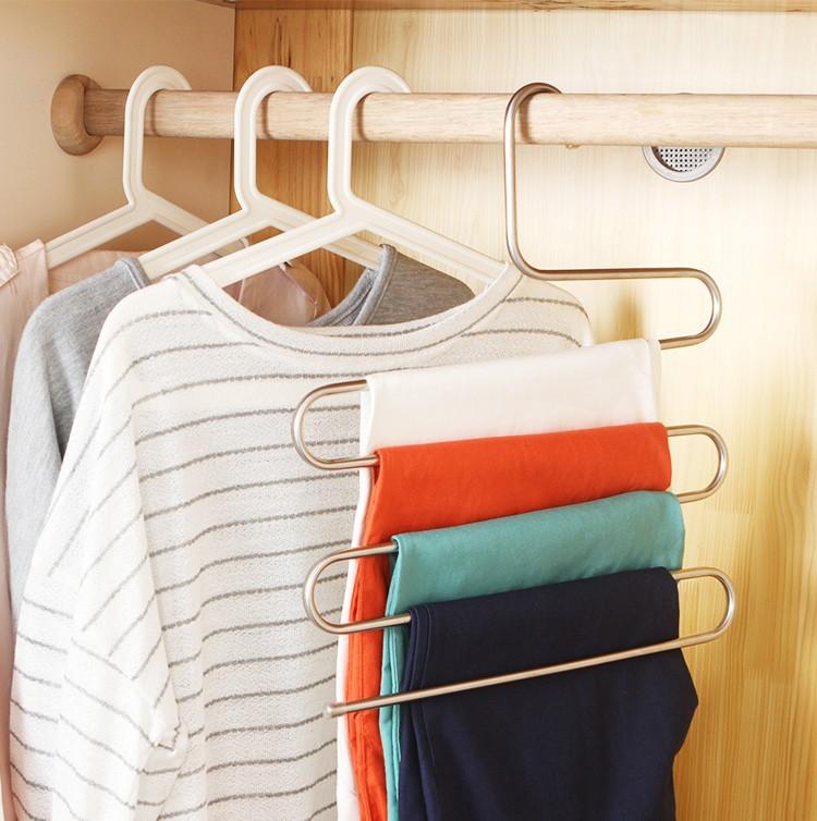 Raft pentru pantaloni, multi-funcțional, magic în formă de S, din oțel inoxidabil, agățat pentru pantaloni.