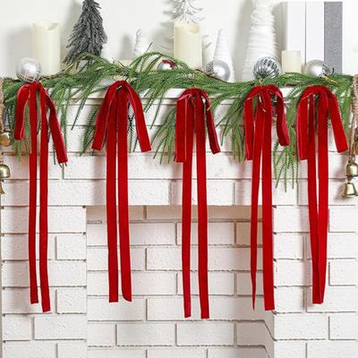 6 Stück Samt Weihnachts Schleifen Extra Groß Festliche Band Dekoration für Kränze Baumspitzen Geschenkverpackung Wiederverwendbare Feiertagsdekorationen