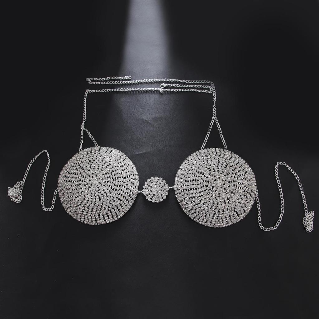 Rhinestone Party Bra: Sexy, Exaggerated Body Chain for Nightclub Glam