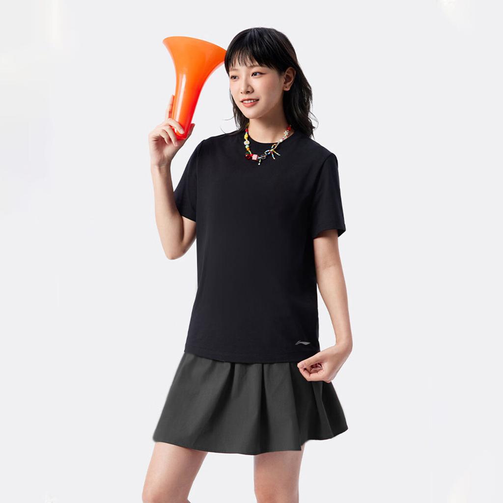 Li-Ning Breathable Cool Short Sleeve T-Shirt Women's Fitness Series Comfortable Skin-Friendly Classic Fashion Casual Versatile Tee
