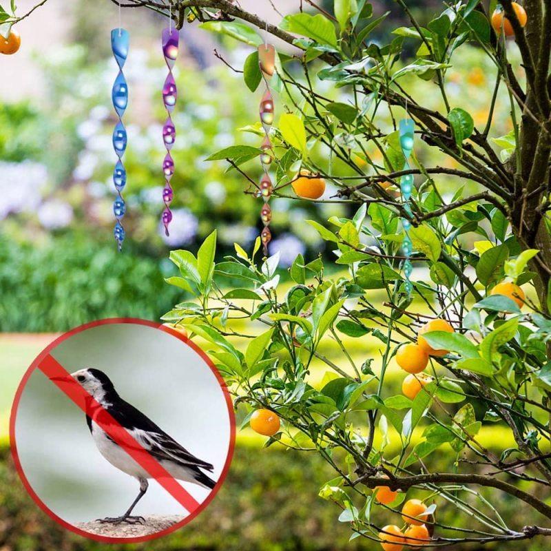 10Pcs Reflective Bird Deterrent Rods 30cm Hanging Bird Repellents Reflective Wind Spiral Rod Garden Anti-bird Protection