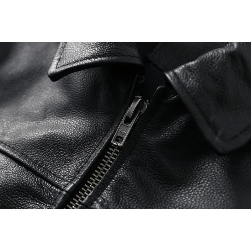 Chinese Size Men Leather Jacket 100% Real Cowhide Black Brown Men's Genuine Leather Coat Male Skin Clothing Autumn Spring Asian Size M601