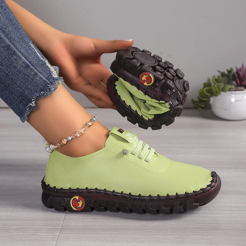 New Stitching Rubber Sole Single Shoes Women Soft Bottom Soft Leather Mom Shoes Large Size 35-45 Women's Shoes