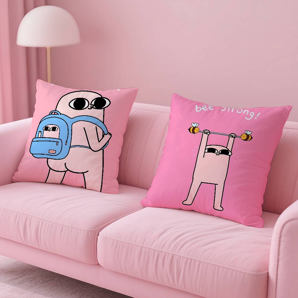 Kwaii Cute K-Ketnipzs The B-Bean Anime Pillow Case Anti-Dustmite Pillowcase Invisible Zipper Silky Short Plush Sofa Cushion Cove
