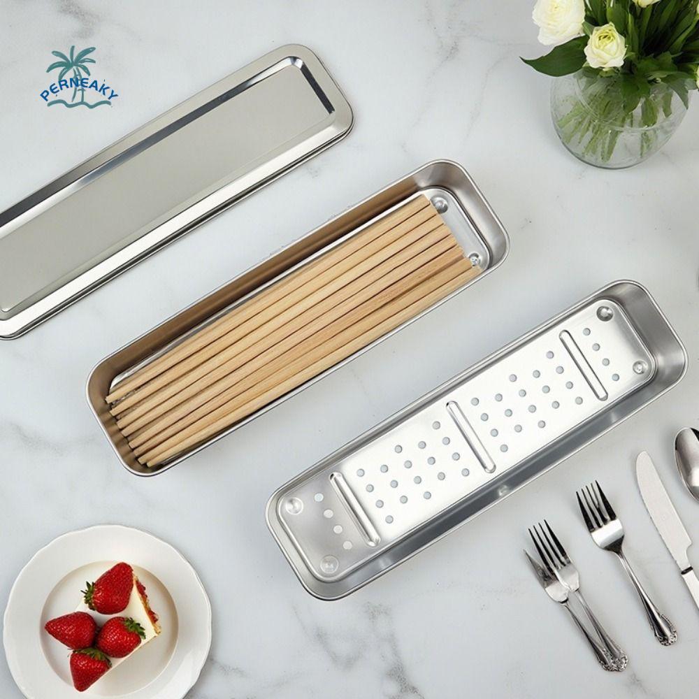 Stainless Steel Spoon Fork Storage Box Ventilated Draining Chopsticks Cage Rustproof Large Capacity Cutlery Holder Small Items