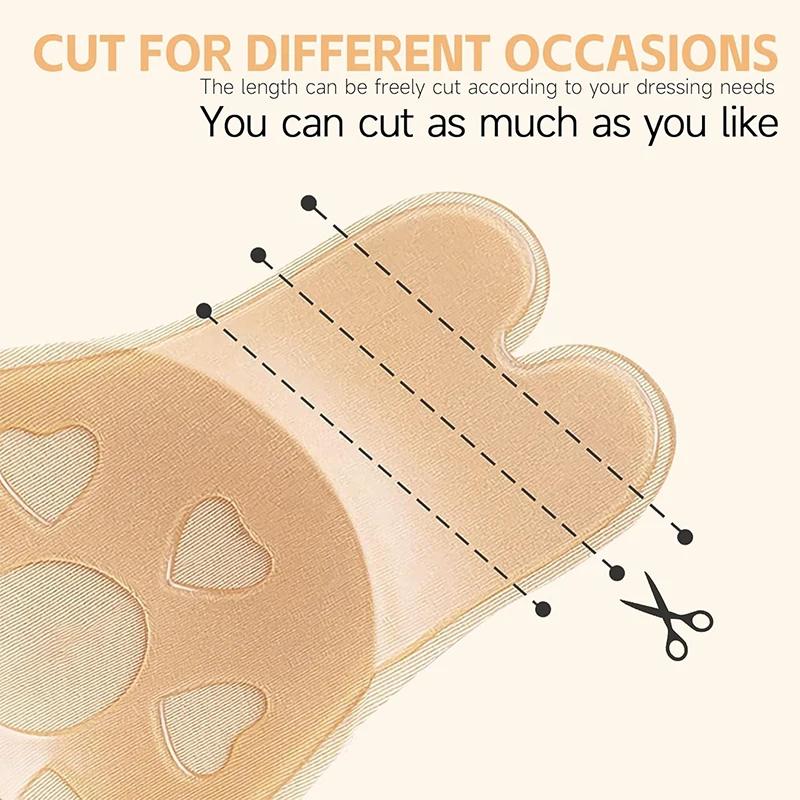 FallSweet 1 Pair Women's Invisible Adhesive Bras Bunny Nipple Covers Reusable Sticky Bra Self-Adhesive Silicone Push Up Bralette