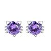 Elegant Cat Elf Stud Earrings Silver Plated White Copper Zircon Earrings for Women Trendy Accessories Gift