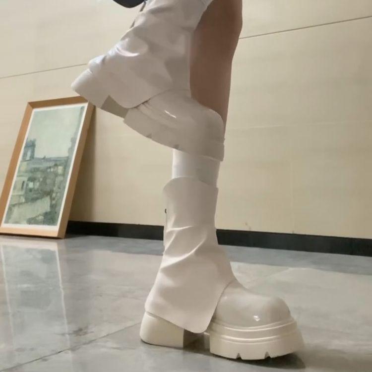 2025 autumn and winter new short boots women's platform piling boots casual breathable thin boots fashionable versatile Martin boots