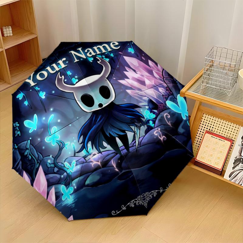 Custom Text Automatic 8 Bone Umbrella, Portable Sun Rain Protection UmbrellaHollow Knight
