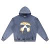 DTG Print Knitted Denim Zip-Up Hoodie Copy of JASON MASK Brother Print Zipper Hoodies  