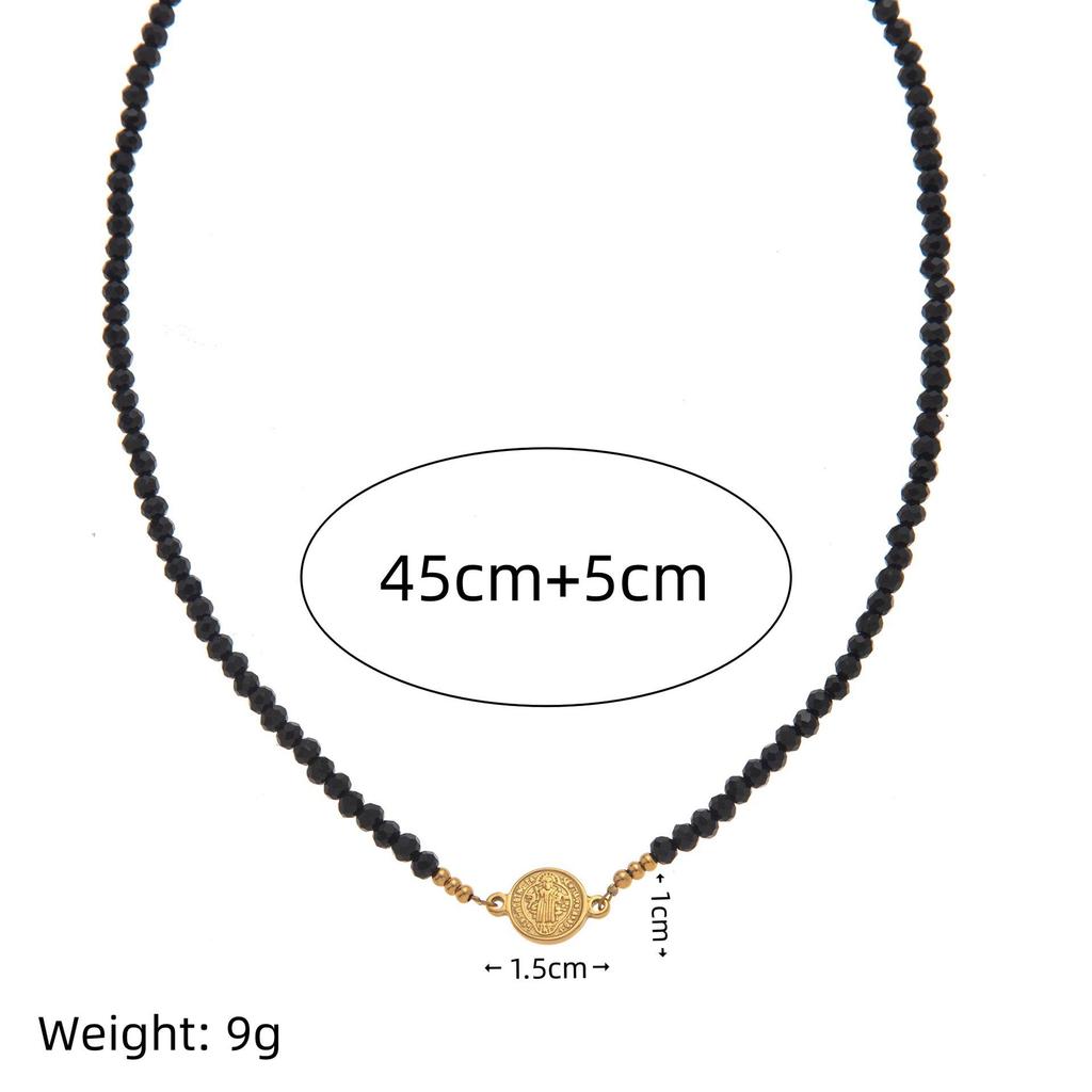 Colorful Geometric Square Beads Crystal Necklace with Zircon Heart Design