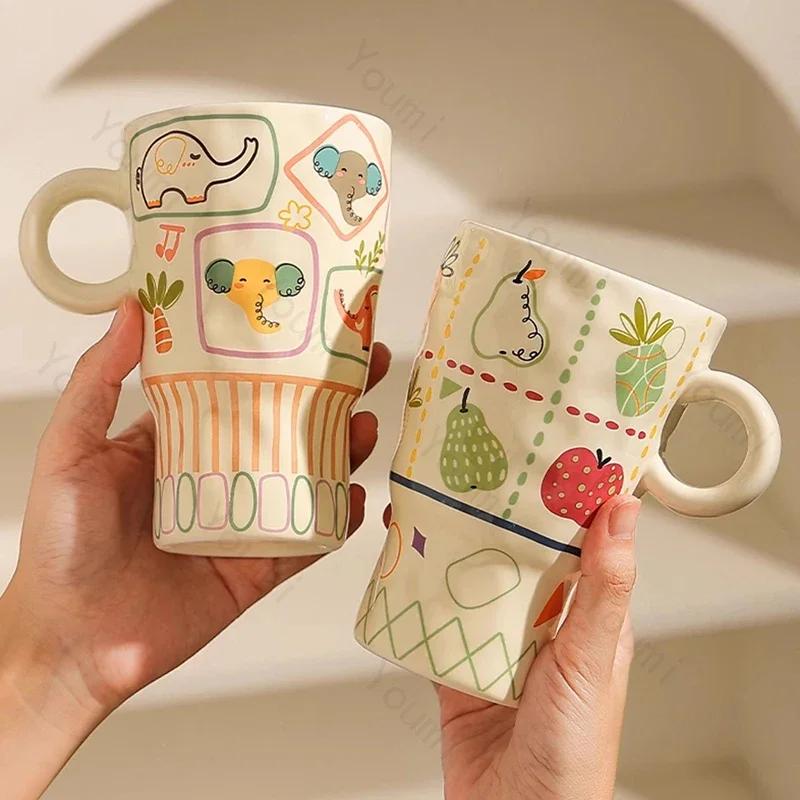 High End Sweet Cute Mugs Home Breakfast Oatmeal Milk Cup Office Exquisite Ceramic Coffee Cups Unique Children's Water Cup Gifts