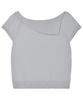 AWESOME STUDIO Asymmetrical Collar Off-Shoulder Knit Light Gray