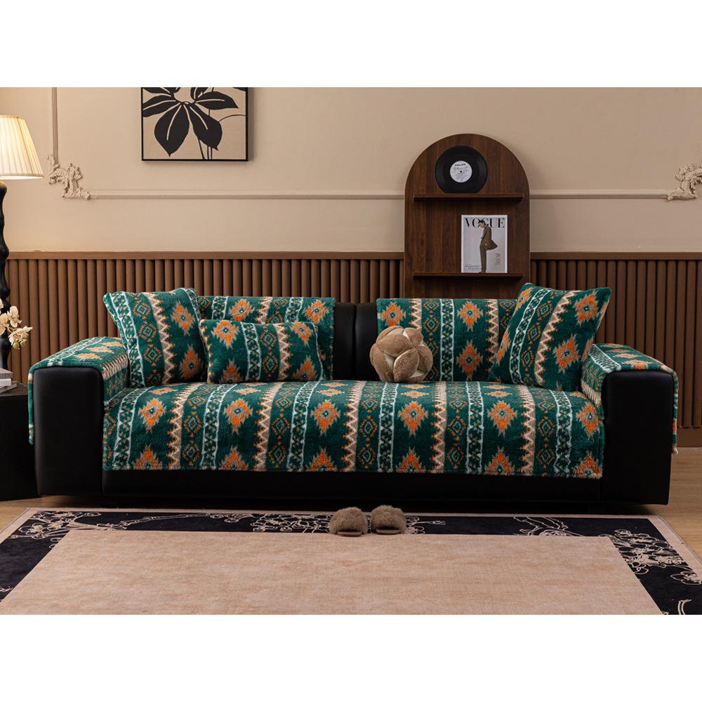 Bohemian Style Rabbit Plush Sofa Cushion  New Sofa Cover Autumn And Winter Premium Blanket