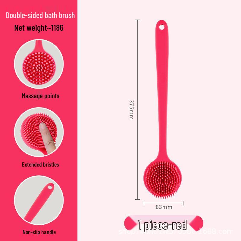 Portable Non-Slip Long Handle Silicone Bath Brush & Back Scrubber