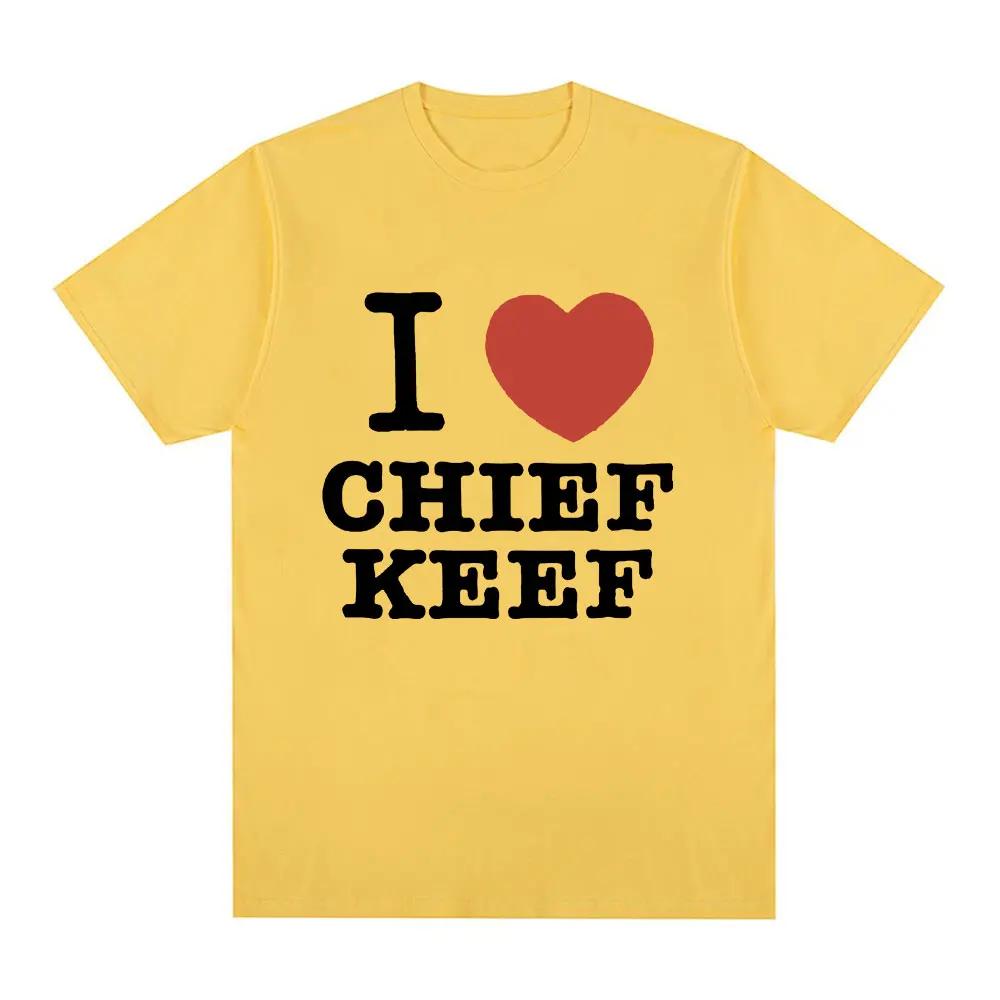 Camiseta I Love Chief Keef, pantalón corto informal a la moda para hombre, camiseta Vintage gótica de gran tamaño, camisetas de algodón, ropa informal estilo Hip Hop