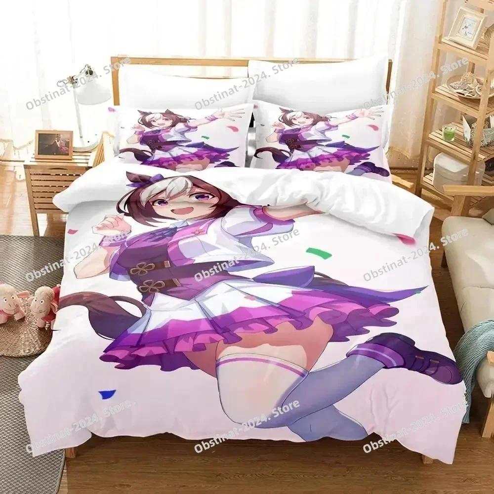 3D Anime Uma musume Pretty Derby Bedding Set Printed single Comforter Quilt Duvet Cover Pillow Case 3 Pieces Set Kids Adult Size