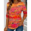 Women's T shirt Long Sleeve Crew Neck Long Sleeve Tunic Graphic Geometric Striped Vintage Stylish Regular Tops