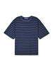 PRIMEMENT Vintage Striped Dyed Short Sleeve T-Shirt Navy