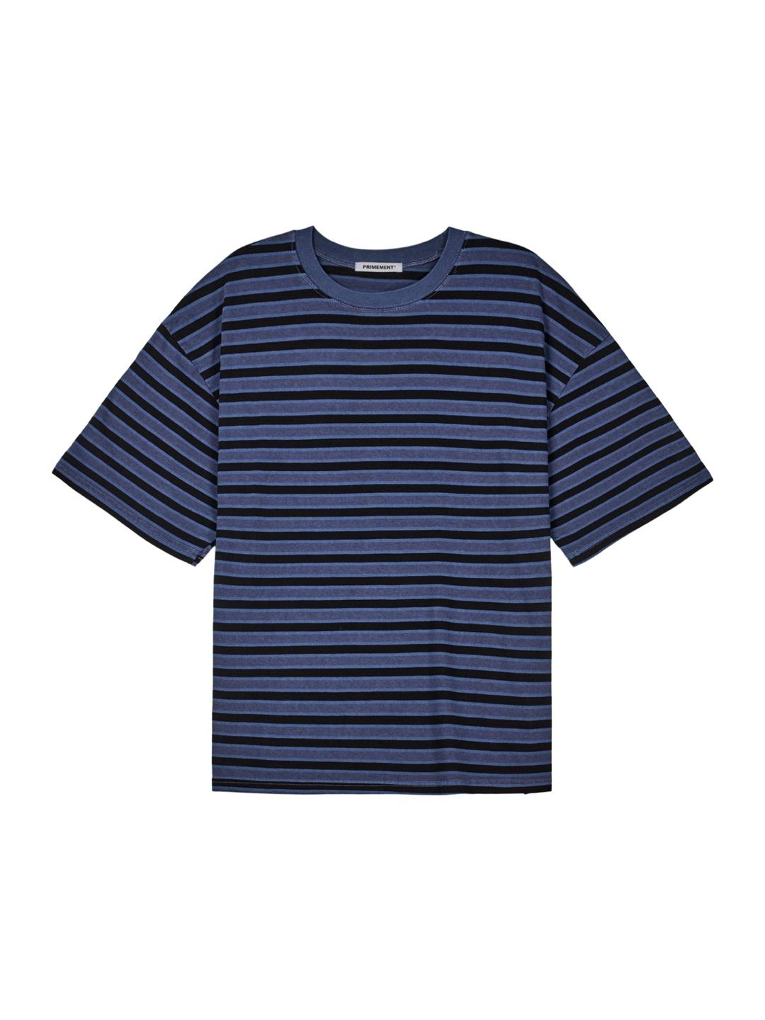 Primoment Vintage Striped Dyed Short Sleeve T-Shirt Navy F