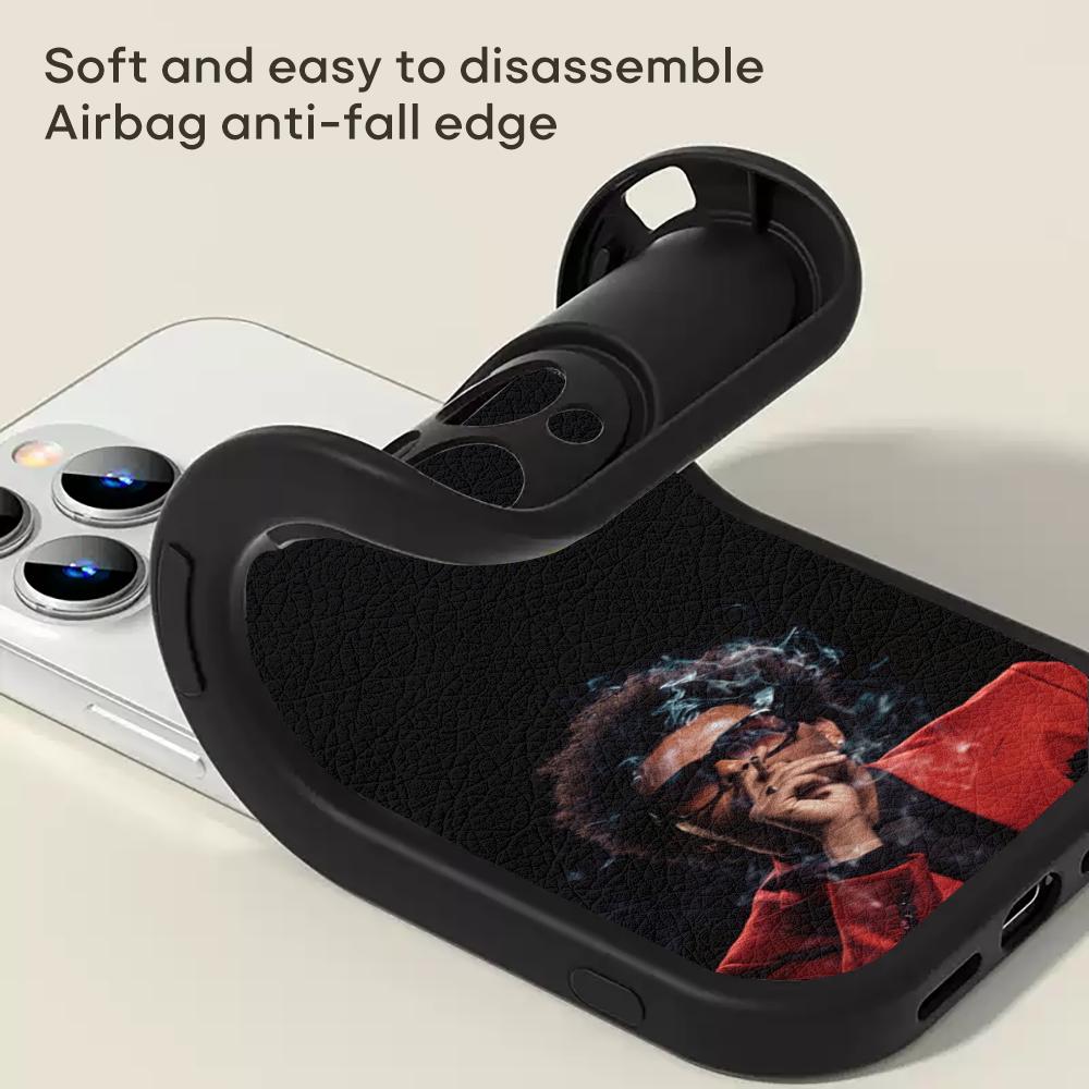 Fashion Cool Weeknd Poster Singer Phone Case For iPhone 16 15 14 13 12 11 Plus Pro Max Lambskin Silicone Cover Black