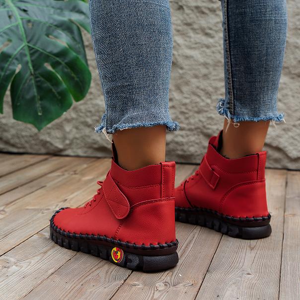 Zimní nadrozměrné šněrovací plyšové krátké boty Ručně šité bavlněné boty s měkkou podrážkou Pravá kůže Teplé plyšové protiskluzové krátké boty