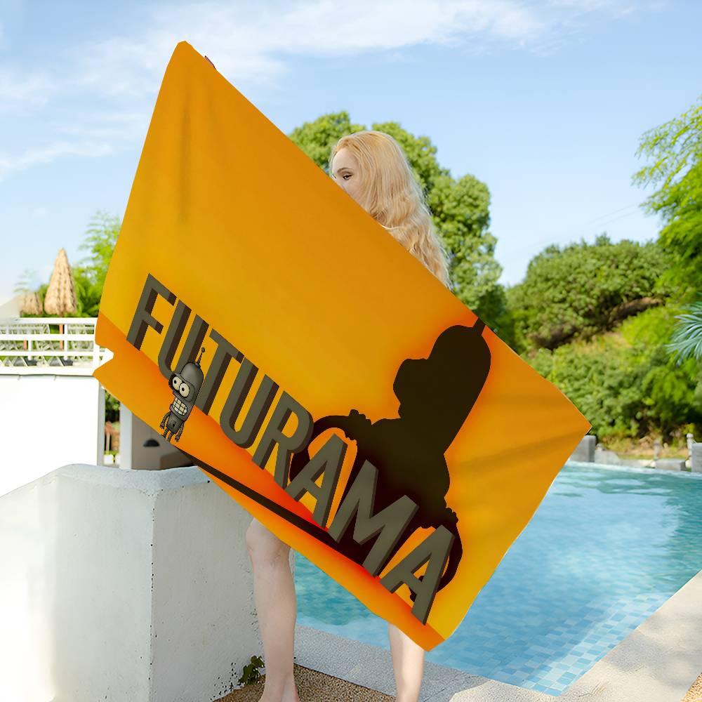 Popular American Animation F-Futurama Game Bath Towel Microfiber Soft Water Absorbing Breathable For Girl Kids Decorative