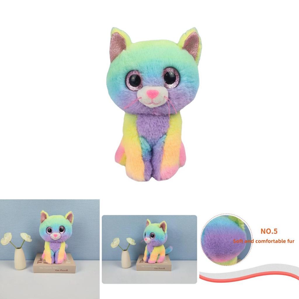 Cassidy Rainbow Cat Plush Toy Colorful And Soft Stuffed Animal For Kids' Birthdays