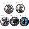 Halloween Witch Black Cat Hanging Sign 2D Flat Acrylic Broom Witch Round Sign Indoor Outdoor Porch Door Hanger Wall Hanging Decoration
