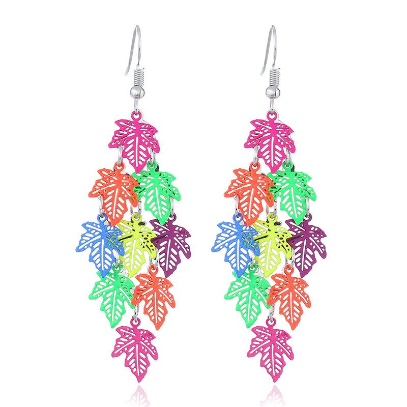 

Vintage Hollow Colorful Drop Dangle Earrings for Women Layered Handmde Boho Earrings Fashion Zircon boucle oreille femme