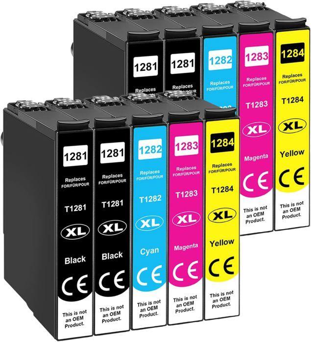 Cartouche d'encre Compatible - 1001 PILES BATTERIES - Epson T1285 - Multi-couleurs - 500 pages - Pack de 8
