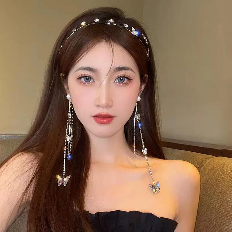 

Rhinestone Butterfly Tassel Headband - Sweet Fairy Japanese Design Hair Accessory