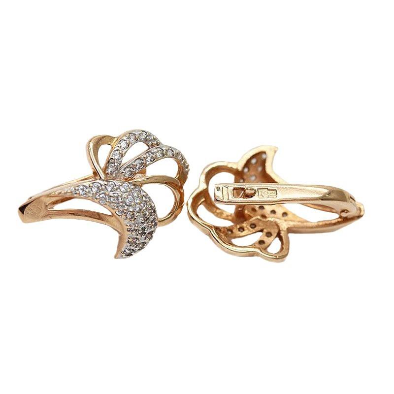 Exquisite Russian Purple Gold Imported Craft Inlaid Zircon Earrings Rose Gold Plated Exquisite Versatile Color Gold Earrings