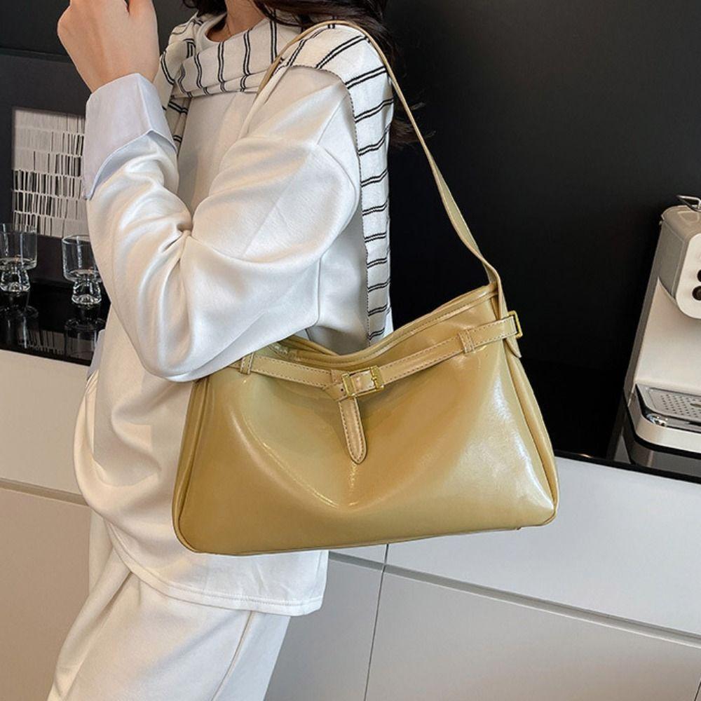 Korean Style Large Capacity Handbag Tote Bag Underarm Packs Fashion Retro PU Tote Bag  Women