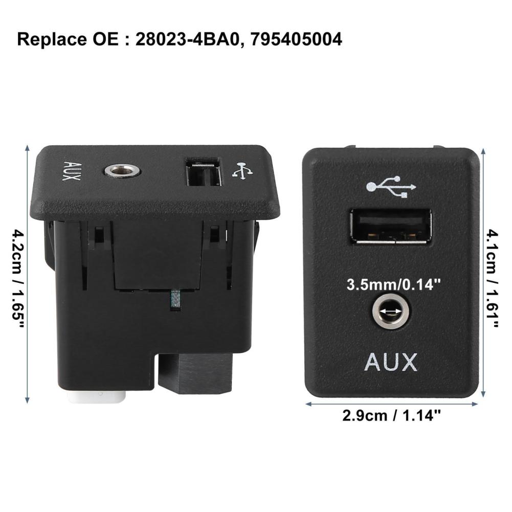 Car USB Port Connector Audio Video Auxiliary Jack 795405004 28023-4BA0 Compatible For 370Z Altima Frontier Kicks NV Rogue Xterra