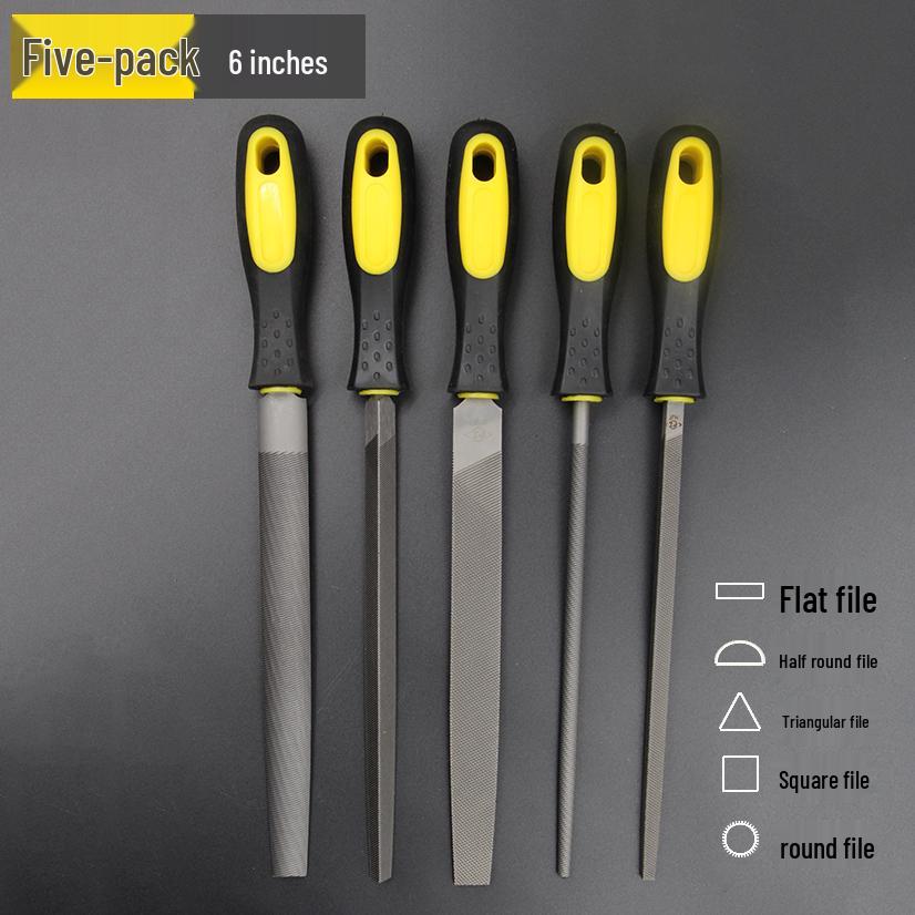 Medium Tooth Steel File Set: Flat, Round, Half-Round, Triangular, Square