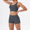Nude Brushed Cross Back Bra, Casual Sports, Hip Lifting Shorts, Fitness Yoga Suit Two-piece Set
