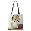 Cat Cartoon Canvas Shoulder Bag Women Print Harajuku Casual Shopping Tote Bag Reusable Large Capacity Folding Handbag CLE