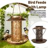 Solar Powered Bird Feeder With Lights, Antique Copper Decorative Cutout Hanging Bird Feeder For Outdoor Garden Yard