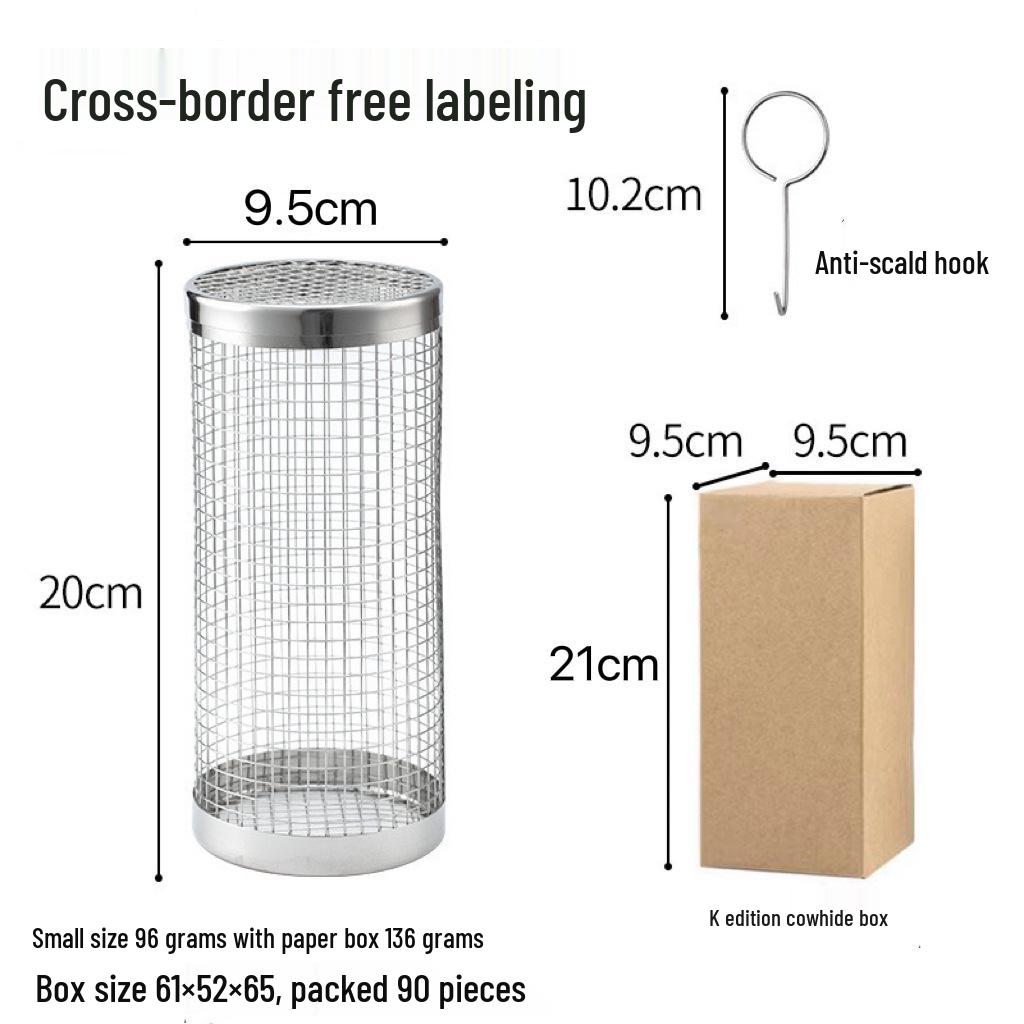 Portable Round BBQ Grill Cage - 304 Stainless Steel Outdoor Cylinder Basket & Net