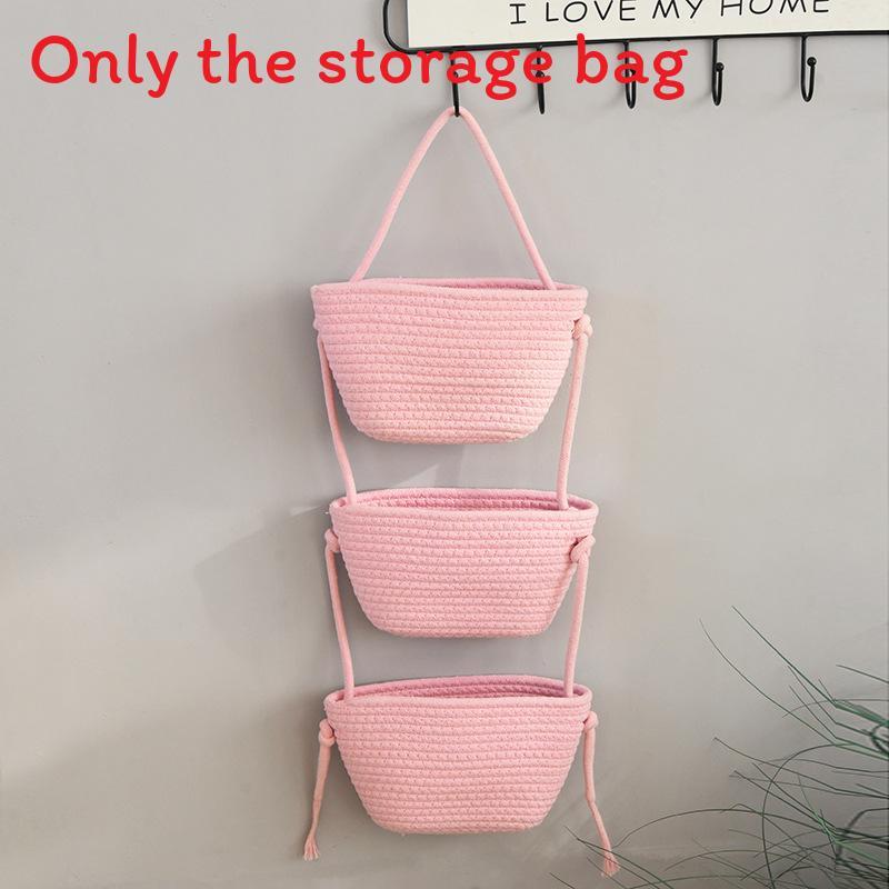 Multipurpose Foldable Cotton Hanging Basket For Bedroom Organizing Style 20