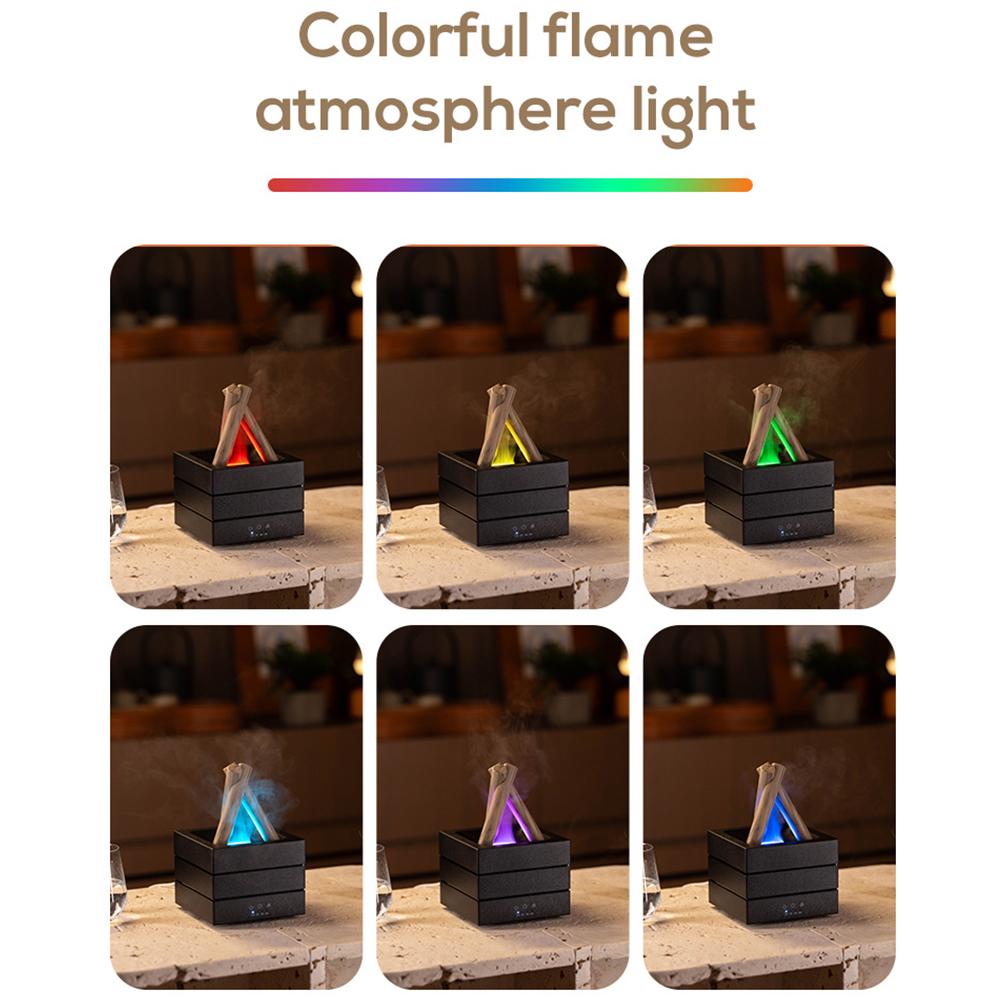 Xiaomi Difusor de Aroma de Llama de Fogata Simulada con LED de 7 Colores Cambiantes, Humidificador Ultrasónico de Niebla Grande, Difusor de Aceites Esenciales de Escritorio USB