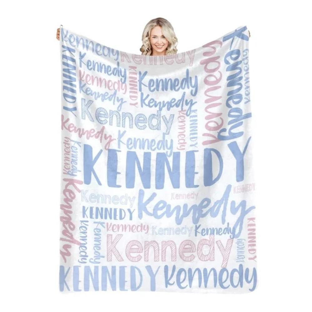 30 Colors Personalized Name Flannel Blanket For Girls Boys Letter Monochrome Customized Baby Adult Name Blanket Birthday Gift