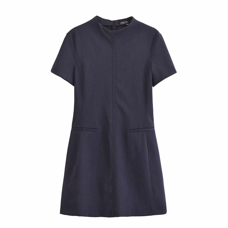 

Kaslead New Arrival Women s Clothing Fashion Style Fashion Pinstripe Elegant Short Sleeve Dress 9363307 Navy blue L