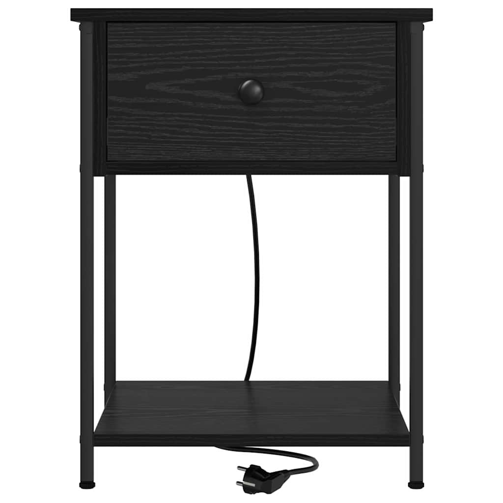 Nightstand Black Oak Effect 42 X 41 X 56 Cm Engineered Wood